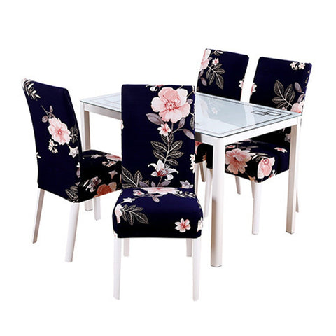 4 Pieces Flower Printed Chair Cover Washable Stretch Banquet Hotel Dining Room Arm