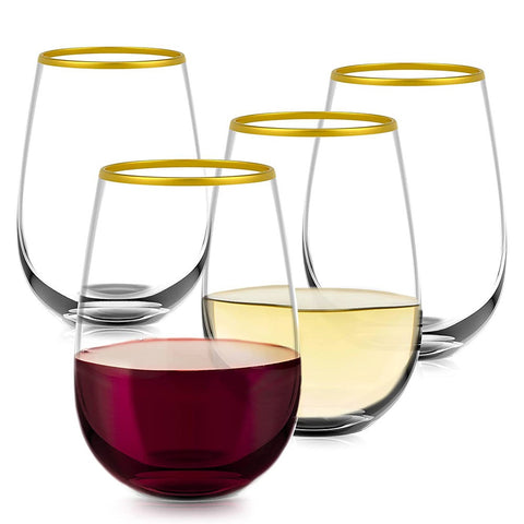 4 Pieces Reusable Shatterproof Plastic Drinks Tumbler Wine Glass Beer Cups For