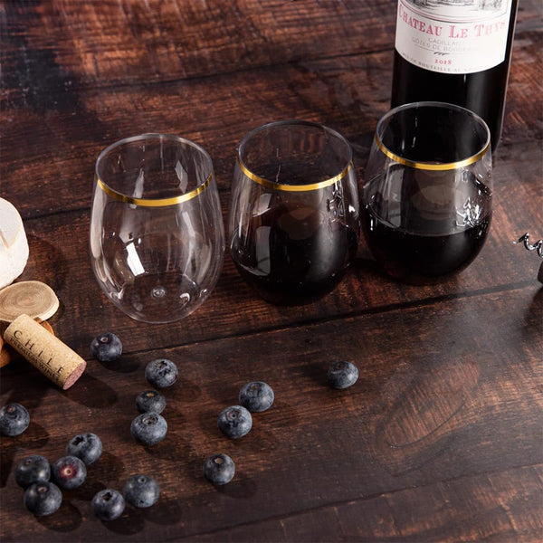 4 Pieces Reusable Shatterproof Plastic Drinks Tumbler Wine Glass Beer Cups For