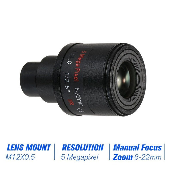 5.0 Megapixel Varifocal 6-22Mm Manual Focus Zoom 1 / 2.5Inch