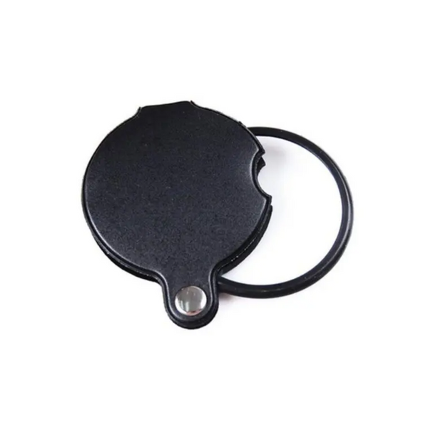 50Mm Diameter Leather Case Folding Portable Magnifying Glass Handheld Reading Magnifier Black