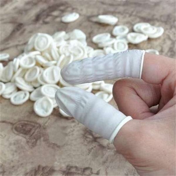 50Pcs Disposable Latex Finger Cots Anti Static Rubber Fingertips Protective White