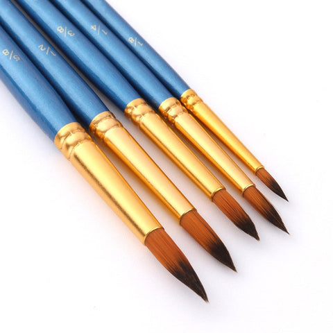 5Pcs Paint Brushes Set Nylon Painting Short Rod Oil Acrylic Watercolor Pen Blue