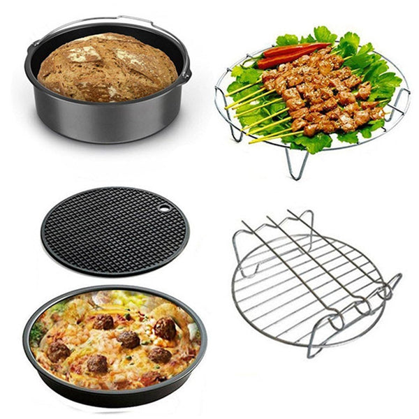 5 Pieces Set 6 Inch Air Fryer Accessories Cake Pizza Bbq Roast Barbecue Baking Pan