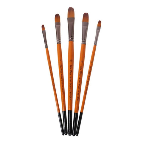 5Pcs/Set Filbert Paint Brushes Fine Nylon Hair Watercolor Gouache Paintbrushes
