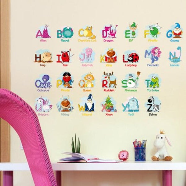 6221 Baby Nursery Wall Sticker Puzzle Educational Learning Animal English Letters Mixed Color 70 X 45 Cm