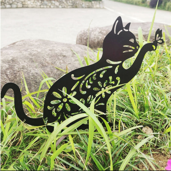 Adorable Black Cat Shape Stake Decor Vivid Aesthetic Acrylic Art Garden