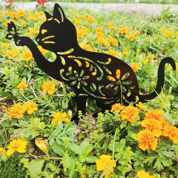 Adorable Black Cat Shape Stake Decor Vivid Aesthetic Acrylic Art Garden
