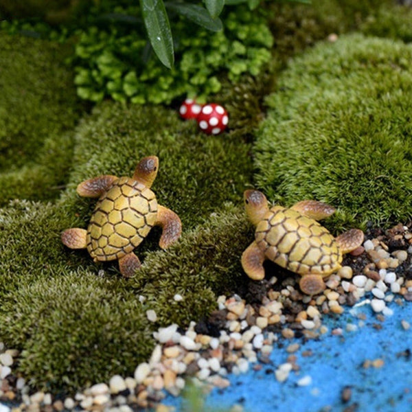 2Pcs Resin Turtle Model Miniature Fairy Garden Bonsai Dollhouse Figurine Decor