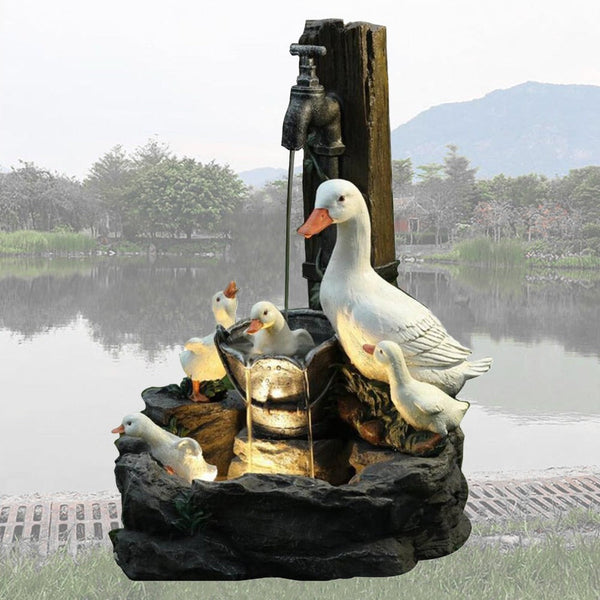 Duck Animal Statue Cute Luminous Solar Powered Cascading Freestanding Led Decor