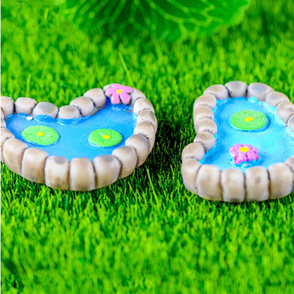 2Pcs/Set Lotus Pond Miniature Landscape Ornaments Garden Bonsai Decorations