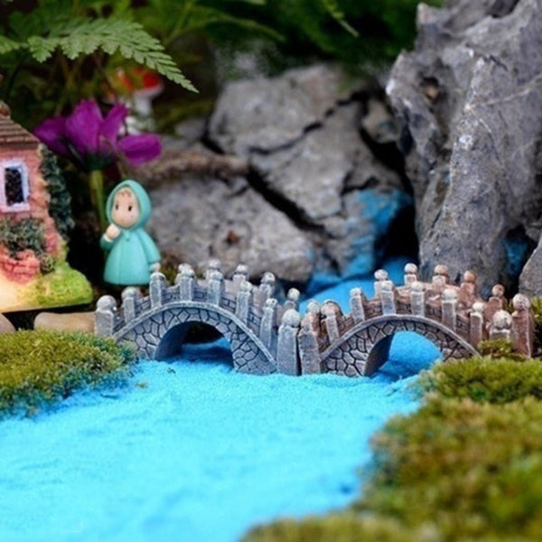 2Pcs Resin Bridge Miniature Landscape Ornament Garden Bonsai Dollhouse Decor