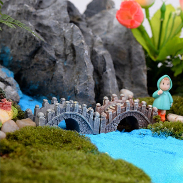 2Pcs Resin Bridge Miniature Landscape Ornament Garden Bonsai Dollhouse Decor