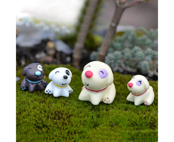 4Pcs Cute Resin Dog Puppy Miniature Doll Model Landscape Furnishings Home Decor-L