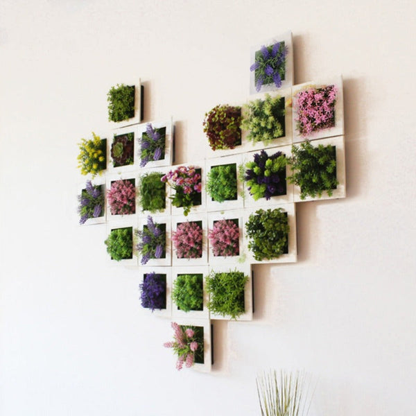 Artificial Flower Succulent Plant Hanging Wall Frame Living Room Home Decor