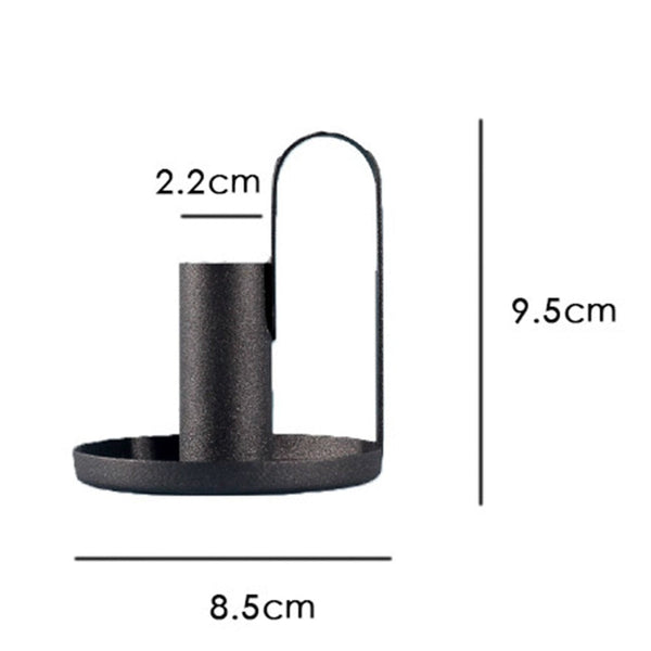 2Pcs Simple Handle Holder Wrought Iron Metal Candle Base Dinner Table Decor