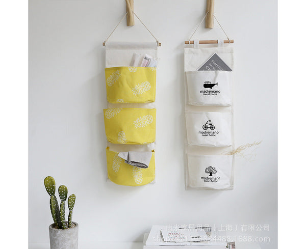 3 Pocket Cactus Pineapple Door Wall Closet Hanging Storage Bag Pouch Organizer-13#