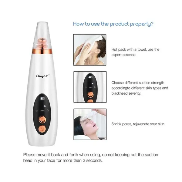 6 In 1 Electric Facial Blackhead Remover Vacuum Suction Cleaning Skin Care Pore Acne Removal Diamond Cleanser Machine White