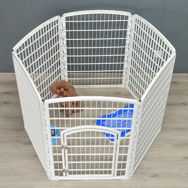 6 Panel Plastic Pet Pen Foldable Fence Dog Enclosure With Gate White