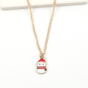 Christmas Necklace Cute Cartoon Santa Claus Snowman Elk Pendant Xmas New Year Festival Ear Jewelry Gifts