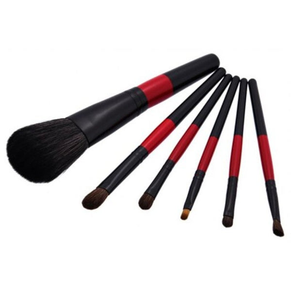 6Pcs Color Block Makeup Brushes Set Black
