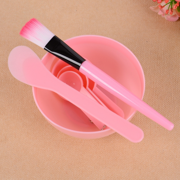 6Pcs Facial Diy Mask Bowl Brush Spoon Beauty Tools Skin Care Pink