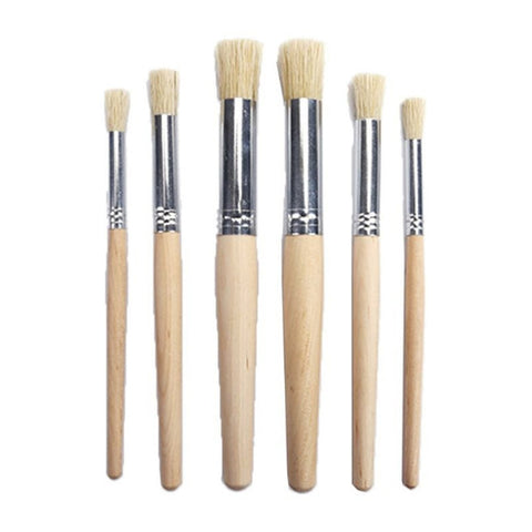 6Pcs/Set Watercolor Painting Brush Different Size Wooden Handle Kids Students