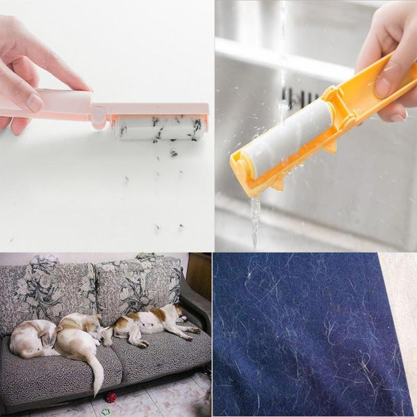 White Portable Cartoon Roller Sticking Device For Pet Hair Dust Remove Dog Ne1