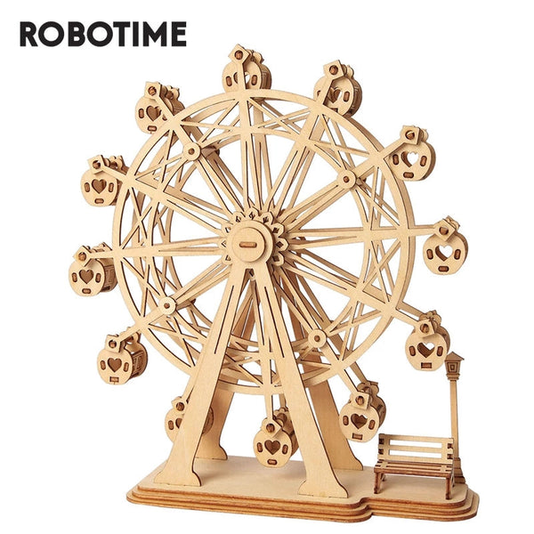 Robotime Diy Wooden Ferris Wheel Model With Playing Music Toys Kids Gift