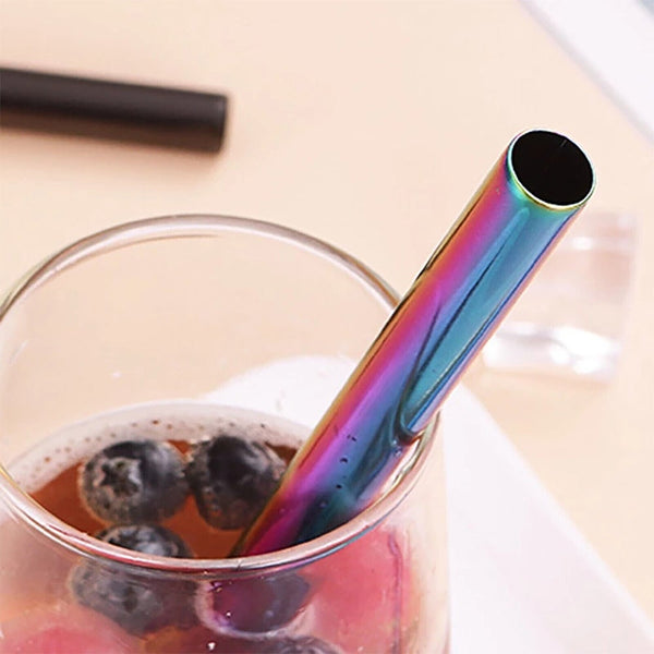 7Pcs Boba Bubble Tea Straw Extra Wide Stainless Steel Metal Reusable Straws Pack