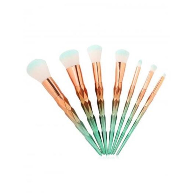 7Pcs Gradient Color Unicorn Conical Makeup Brushes Set Mint