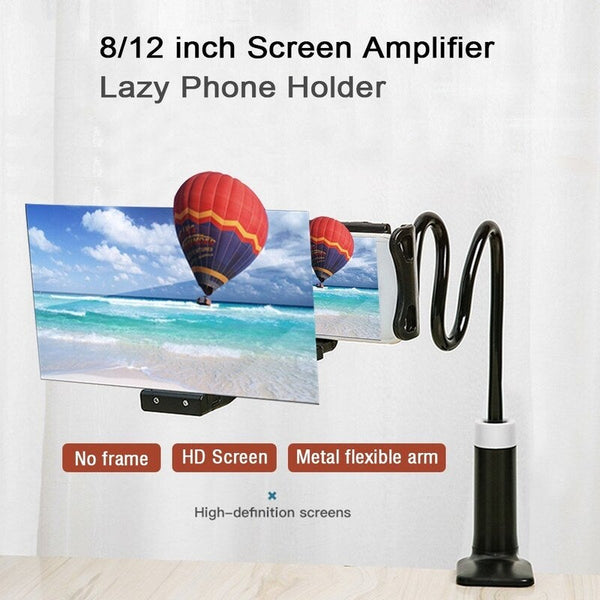 8 / 12 Inch Screen Amplifier Mobile Phone Magnifying Universal Lazy Holder Desk Stand 360 Rotating Flexible Long Arm