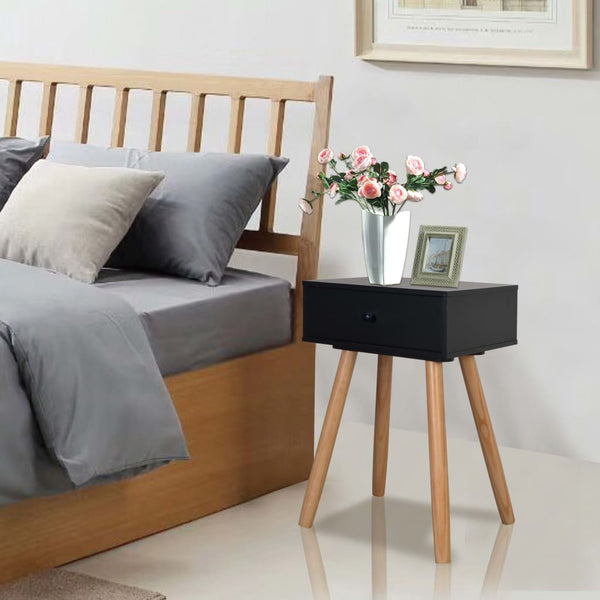 Bedside Tables 2 Pcs Solid Pinewood 40X30x61cm Black