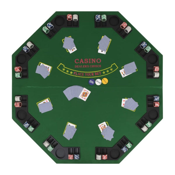 Vidaxl 8-Player Folding Poker Tabletop 2 Octagonal Green