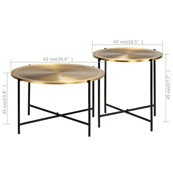 Table Set 2 Pieces Brass-Covered Mdf