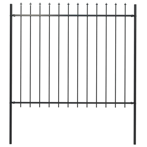 Garden Fence With Spear Top Steel 1.7X1.5 M Black