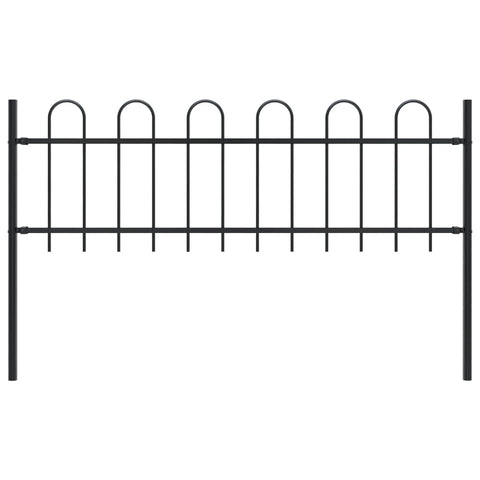 Garden Fence With Hoop Top Steel 1.7X0.6 M Black