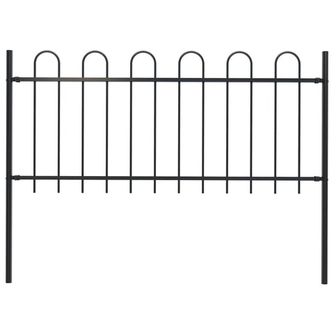 Garden Fence With Hoop Top Steel 1.7X1 M Black