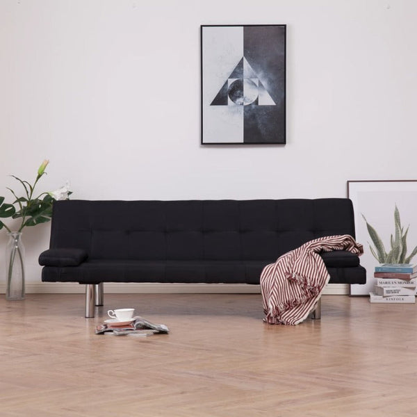 Sofa Bed With Two Pillows Black