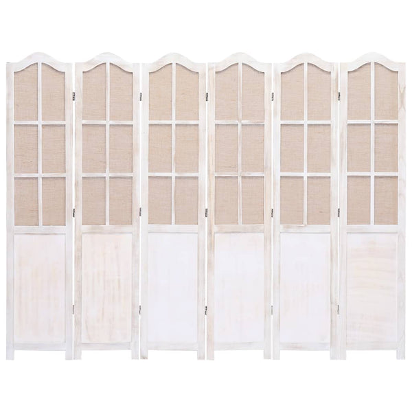 6-Panel Room Divider White 210X165 Cm Fabric
