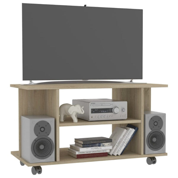 Tv Cabinet With Castors Sonoma Oak 80X40x40 Cm Engineered Wood