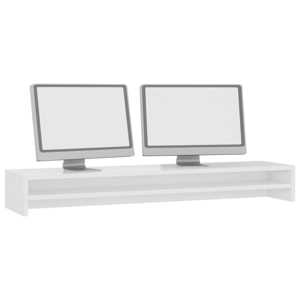 Monitor Stand High Gloss White 100X24x13 Cm Engineered Wood