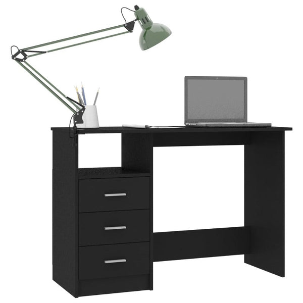 Desk With Drawers Black 110X50x76 Cm Engineered Wood