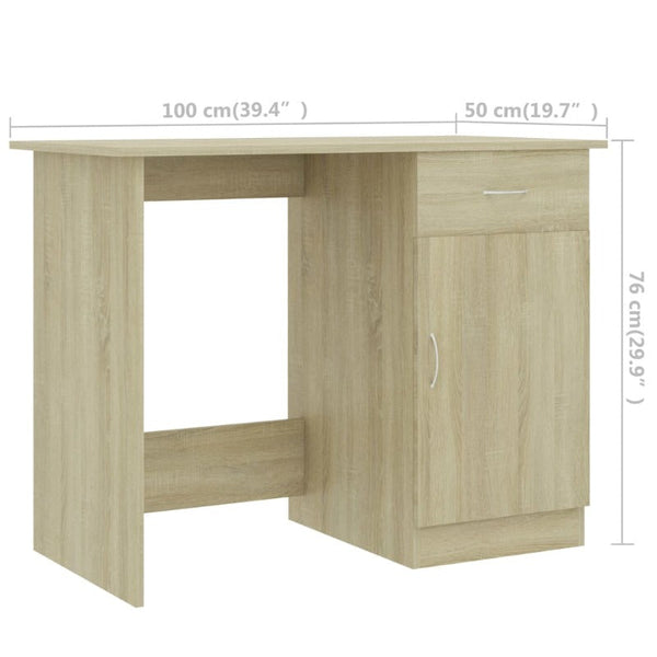 Desk Sonoma Oak 100X50x76 Cm Engineered Wood
