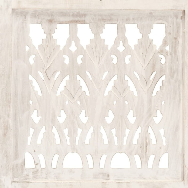 Vidaxl Hand Carved 5-Panel Room Divider White 200X165 Cm Solid Mango Wood