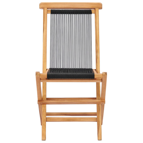 Folding Garden Chairs 2 Pcs Solid Teak Wood And Rope