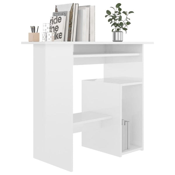 Desk High Gloss White 80X45x74 Cm Engineered Wood