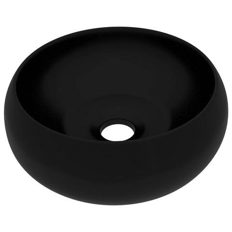 Luxury Wash Basin Round Matt Black 40X15 Cm Ceramic