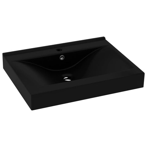 Luxury Basin With Faucet Hole Matt Black 60X46 Cm Ceramic