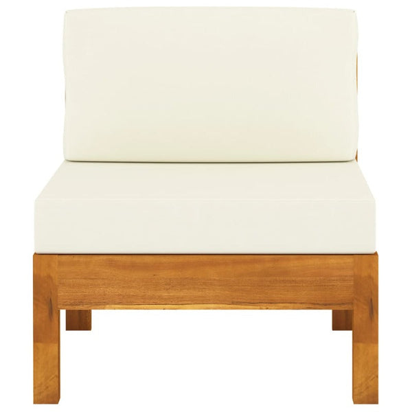 Middle Sofa With Cream White Cushions Solid Acacia Wood